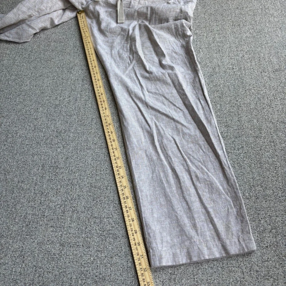 Perry Ellis Pants Mens 38x32 Beige Linen Blend Drawstring Beach Wedding Straight